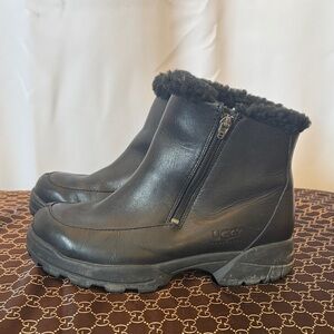 UGG Black Leather Ankle Boots